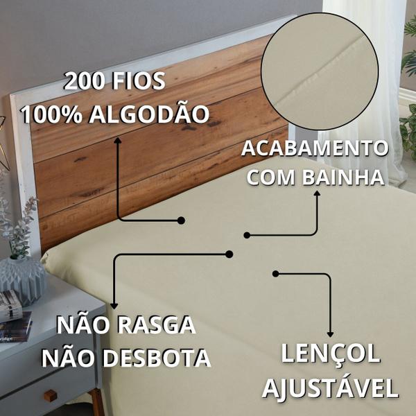 Imagem de Lençol 200 Fios Casal 100% Algodão Sem Elástico Virol Cama Box e Padrão