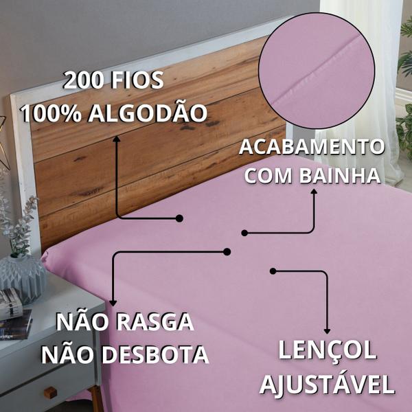 Imagem de Lençol 200 Fios Casal 100% Algodão Sem Elástico Virol Cama Box e Padrão