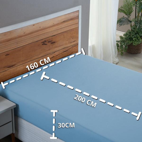 Imagem de Lençol 200 Fios Queen 100% Algodão com Elástico Cama Box e Padrão