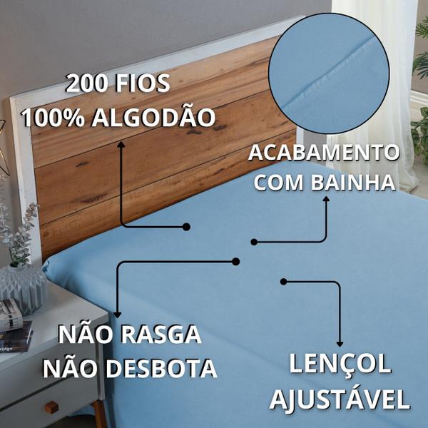 Imagem de Lençol 200 Fios Queen 100% Algodão Sem Elástico Virol Cama Box e Padrão