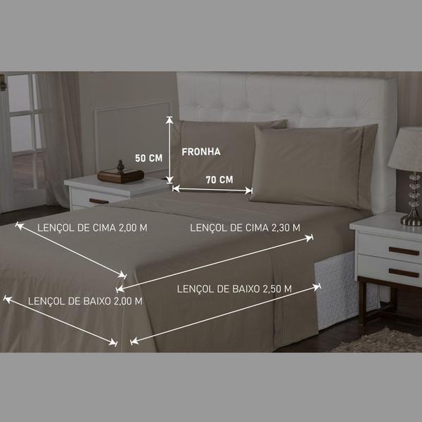 Imagem de Lençol 4 Peças 400 Fios Toque Suave Ponto Palito Casa Dona