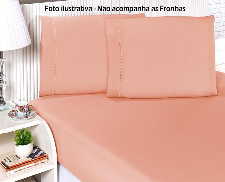 Imagem de Lençol Avulso cama Casal Padrão com elástico percal misto 180 fios - Salmão