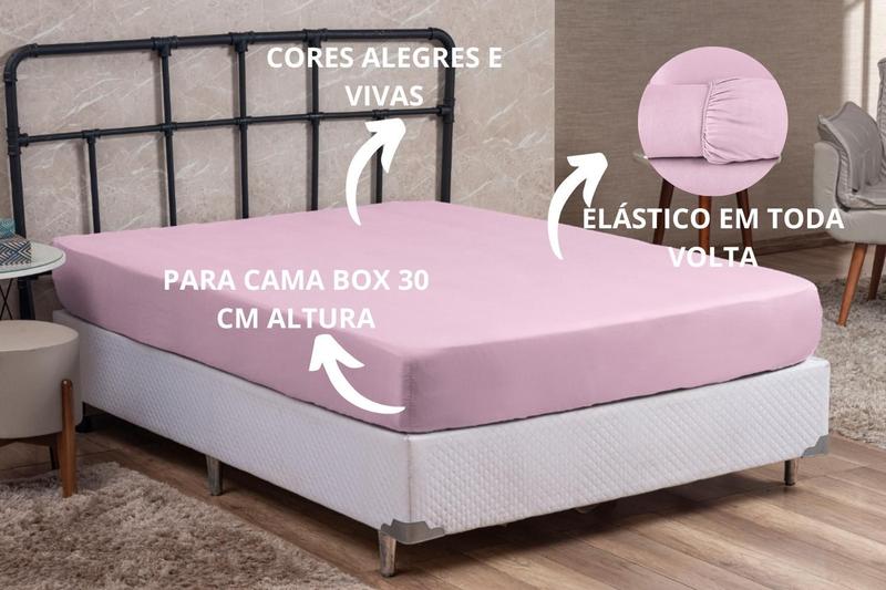 Imagem de Lençol Cama Box Casal 01 Peça PREMIUM 150 Fios com Elástico Avulso Poliéster