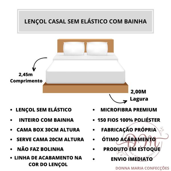 Imagem de Lençol Cama Box Casal 4 peças Liso com Elástico e Fronhas Barato