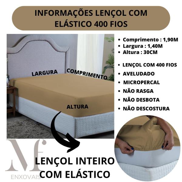 Imagem de Lençol Cama Box Casal 400 Fios com Elástico Toque Aveludado Lindo e Macio