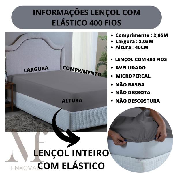 Imagem de Lençol Cama Box King 400 Fios com Elástico Toque Aveludado Lindo e Macio