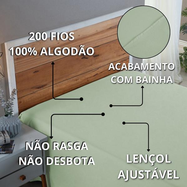 Imagem de Lençol Cama Box Queen 100% Algodão 200 Fios Virol Sem Elástico Hotel Pousada Revenda