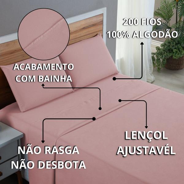 Imagem de Lençol Cama Box Queen 200 Fios 4 Peças Conjunto com Virol 100% Algodão