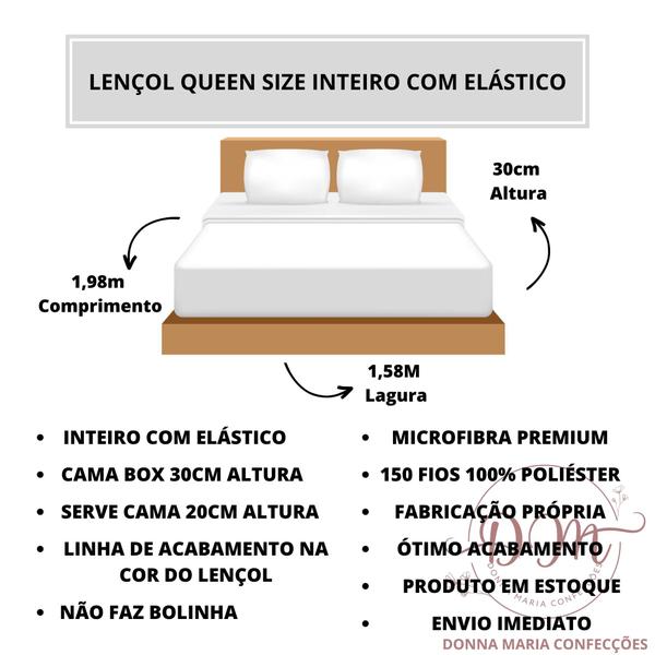 Lençol Cama Box Queen Size 4 peças Liso com Elástico e Fronhas Barato - DONNA MARIA CONFECÇÕES Imagem de Lençol Cama Box Queen Size 4 peças Liso com Elástico e Fronhas Barato