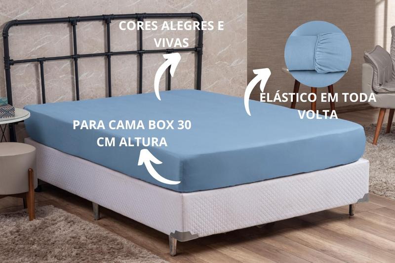 Imagem de Lençol Cama Box Solteiro 01 Peça PREMIUM 150 Fios com Elástico Avulso Poliéster