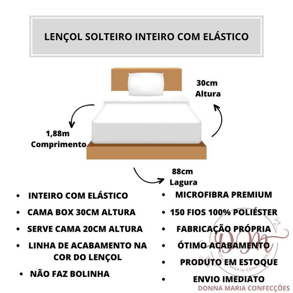 Imagem de Lençol Cama de Solteiro 01 Peça Liso com Elástico Cama Box e Beliche