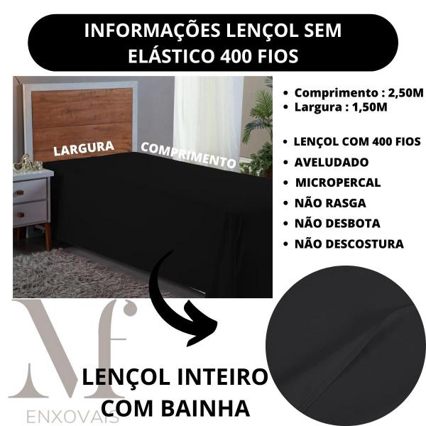 Imagem de Lençol Cama de Solteiro 400 Fios Hotel Pousada Fazenda Sem Elástico Avulso