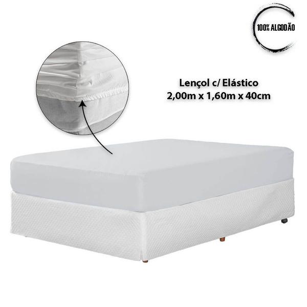 Imagem de Lençol CAMA Queen 400 Fios 3 Peças 40cm Altura 100% algodao com elastico