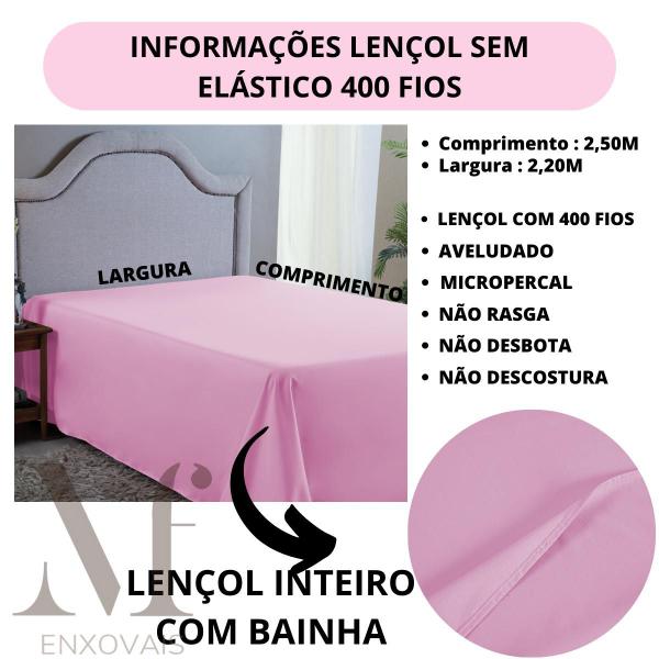 Imagem de Lençol Cama Queen Size Sem Elástico 400 Fios Avulso Toque Macio Lindo