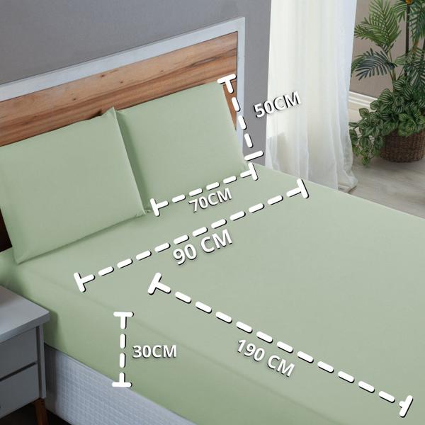 Imagem de Lençol Cama Solteiro Percal 200 Fios 100% Algodão 2 Peças Liso com Elástico