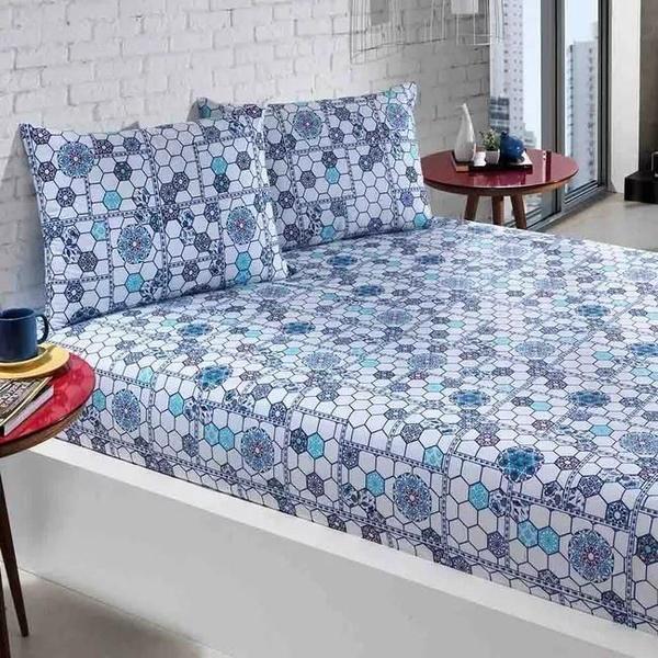 Imagem de Lençol Casal 4 Peças Estampas Lindas Luxo Cama Box Linha