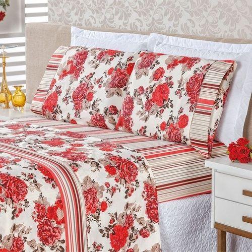 Imagem de Lençol Casal 4 Peças Estampas Lindas Luxo Para Cama Box Linha Charmoso