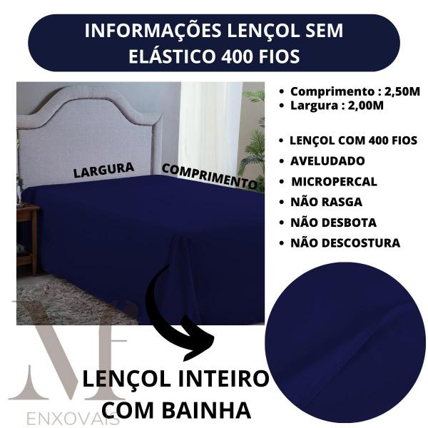 Imagem de Lençol Casal 400 Fios Sem Elástico Micro Percal LINHA PREMIUM Cama Box