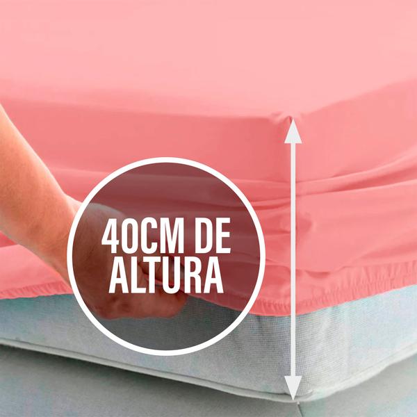 Imagem de Lençol Casal 40cm de altura Avulso c/ Elástico na Volta Toda Percal Flex 400 Fios Macio