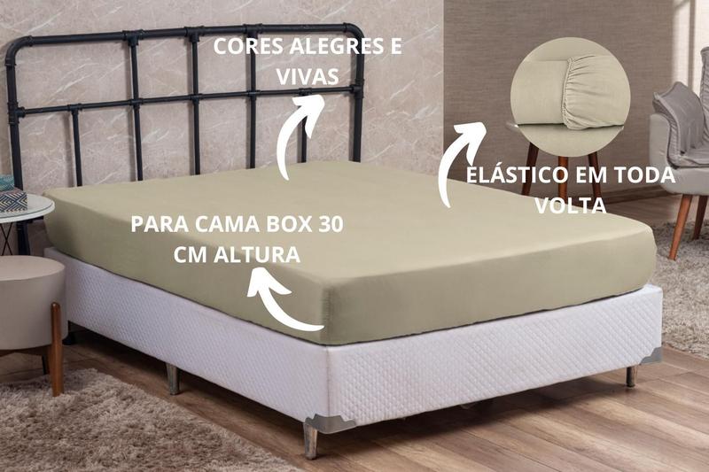 Imagem de Lençol Casal Cama Box Avulso com Elástico Linha Prime Microfibra