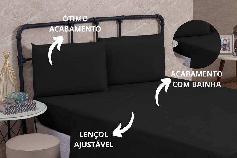 Imagem de Lençol Casal Cama Box Avulso Sem Elástico Linha Prime Microfibra