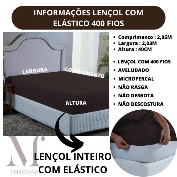 Imagem de Lençol Casal KING 400 Fios 4 peças com Elástico e Fronha Hotel Pousada Barato