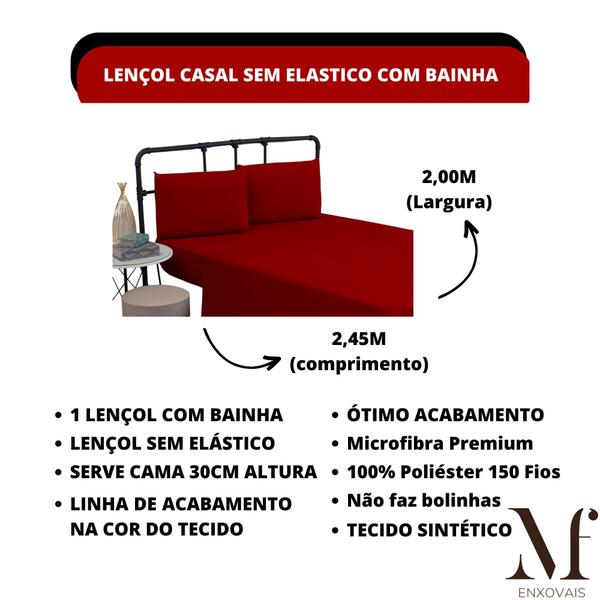 Imagem de Lençol Casal Padrão SEM ELASTICO com Bainha Avulso Microfibra PREMIUM 01 Peça para Cama Box