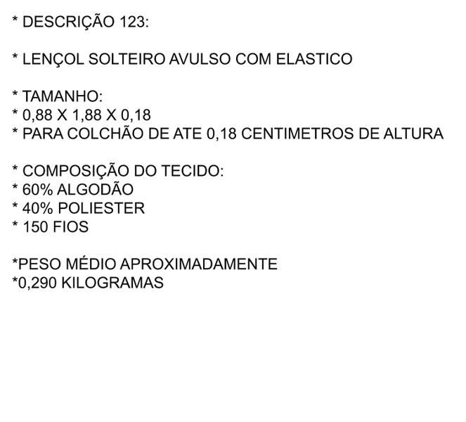 Imagem de Lençol com elástico cama colchão solteiro 0,88 x 1,88 x0,18 de altura varias cores 150 fios 