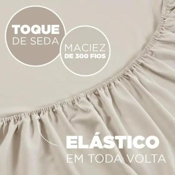 Imagem de Lençol com Elástico Casal 300 Fios Toque de Seda Jolitex