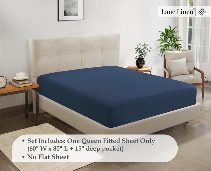 Imagem de Lençol com elástico LANE LINEN Lane Linen Queen Navy Microfiber