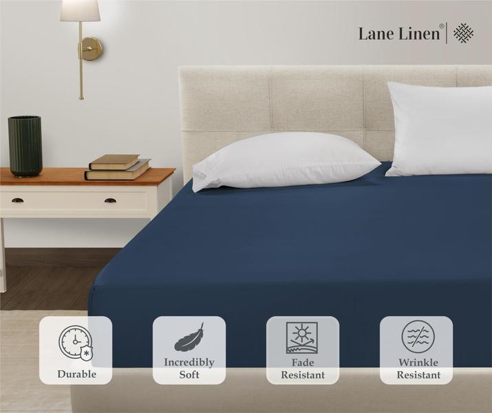 Imagem de Lençol com elástico LANE LINEN Lane Linen Queen Navy Microfiber