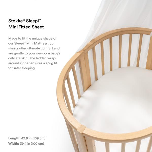 Imagem de Lençol com elástico Stokke Sleepi Mini branco 100% algodão percal