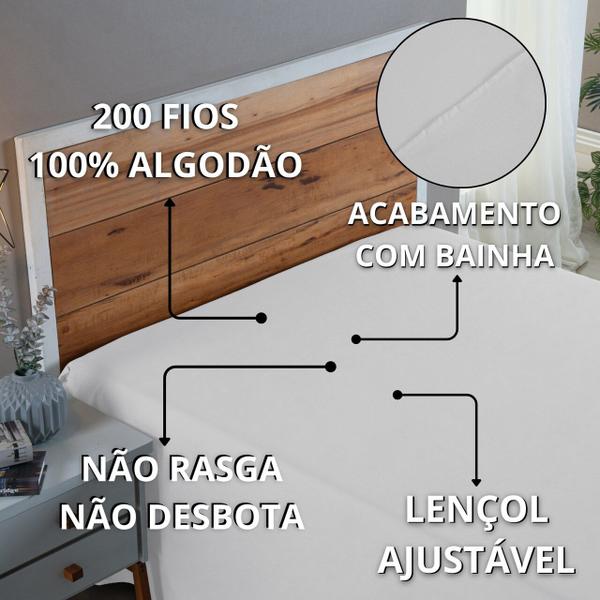 Imagem de Lençol de Baixo 200 Fios King Sem Elástico 100% Algodão Avulso Roupa de Cama Box