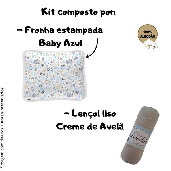 Imagem de Lençol de berço elástico com fronha estampada kit bebê 100% algodão