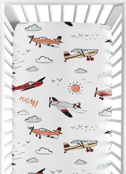 Imagem de Lençol de berço Sweet Jojo Designs Vintage Airplane Boy Nursery