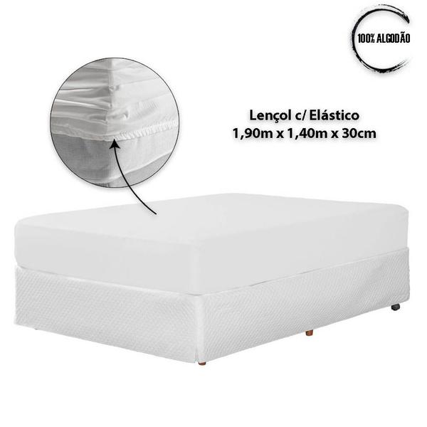 Imagem de Lençol de cama Casal 400 Fios 4 Peças 100% algodao com elastico