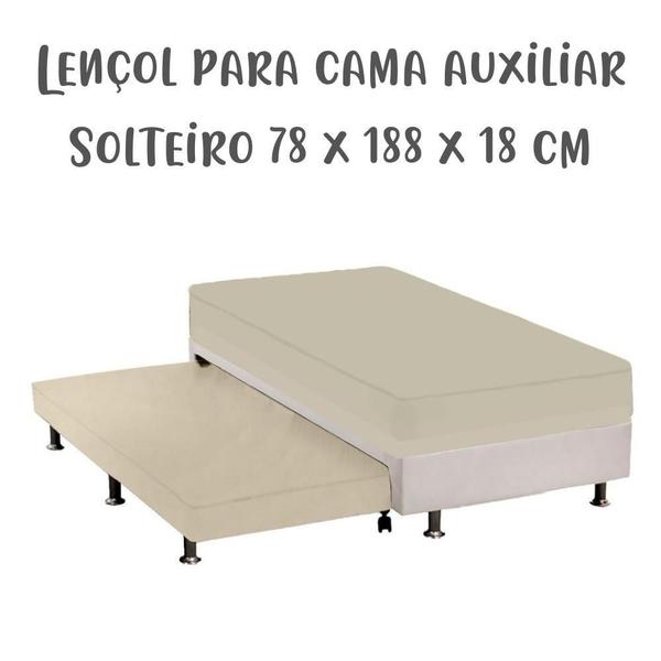 Imagem de Lençol de Elástico Avulso Solteiro 78cm x 1,88m x 18cm Cama Auxiliar Cru Arrumadinho Enxovais