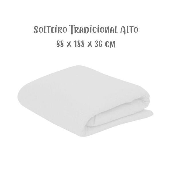 Imagem de Lençol de Elástico Avulso Solteiro 88cm x 188cm x 36cm Alto Branco Arrumadinho Enxovais