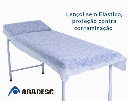 Imagem de Lençol Descartável 2,20 x 1,40 m Aradesc Sem Elástico TNT 20 g com 10 UN Branco