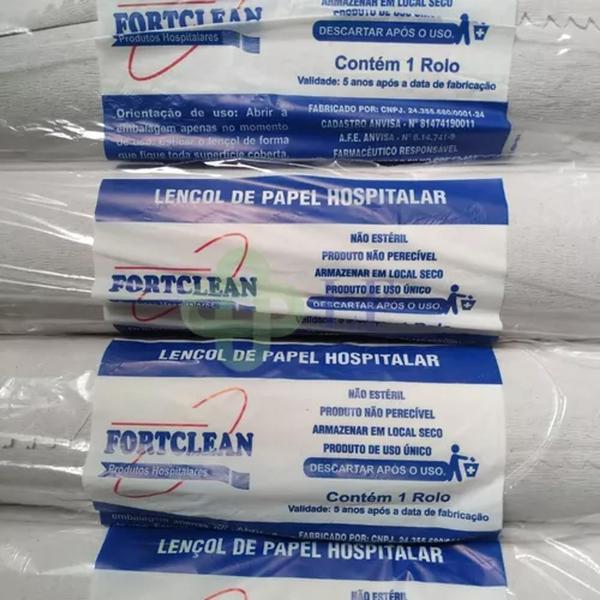 Imagem de Lençol Descartável Papel Hospitalar Maca 70cm x 50m C/ 10 rolos - FortClean