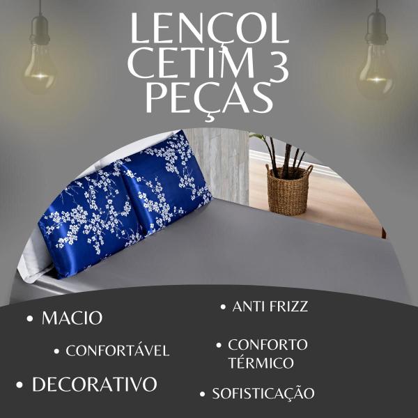 Imagem de Lençol em Cetim Casal Luxo Flexível Cor Elegancia Pérola Elastico Hipoalergenico