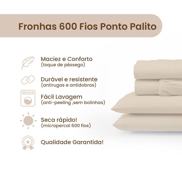 Imagem de Lençol Hotel 3 pçs 600 fios Casen Ponto Palito Casal