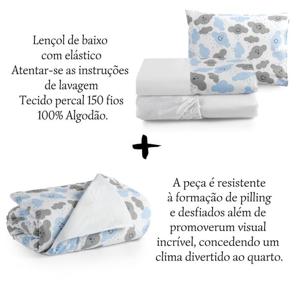 Imagem de Lençol Mini Cama 3 pçs + Edredom Montessoriano Space Moderno