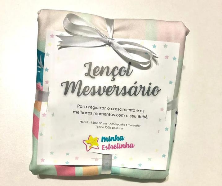 Imagem de Lençol Painel Cenário Fotos MDF Mêsversário Elefante Menina