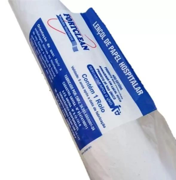 Imagem de Lençol Papel P/ Maca Hospitalar 50cm x 50m Tipo 1 -10 un