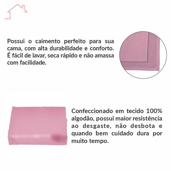 Imagem de Lençol Plano Casal Algodão Percal Cama Box Toque Macio