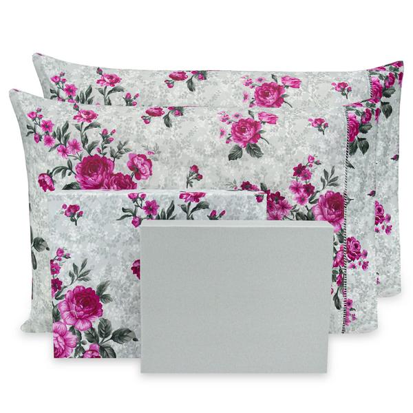 Lençol Queen 4 pçs Estampado Percal Flex 400 Fios Toque Acetinado - 40cm de altura - BEM ME QUER Imagem de Lençol Queen 4 pçs Estampado Percal Flex 400 Fios Toque Acetinado - 40cm de altura