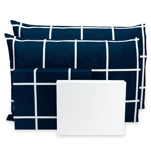 Lençol Queen 4 pçs Estampado Percal Flex 400 Fios Toque Acetinado - 40cm de altura - BEM ME QUER Imagem de Lençol Queen 4 pçs Estampado Percal Flex 400 Fios Toque Acetinado - 40cm de altura