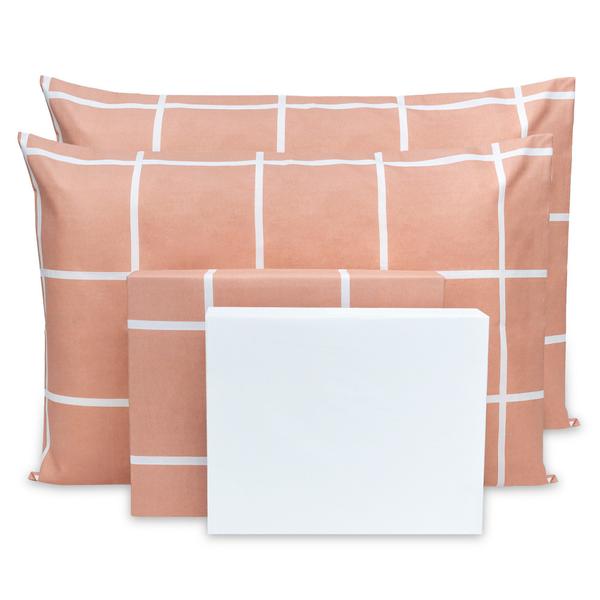 Lençol Queen 4 pçs Estampado Percal Flex 400 Fios Toque Acetinado - 40cm de altura - BEM ME QUER Imagem de Lençol Queen 4 pçs Estampado Percal Flex 400 Fios Toque Acetinado - 40cm de altura
