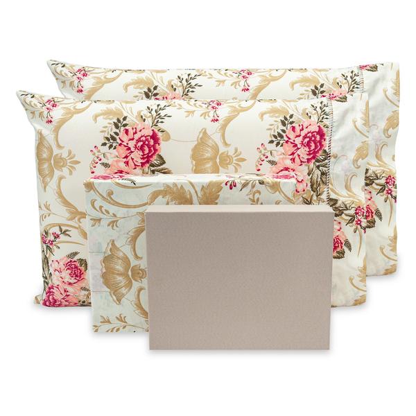 Lençol Queen 40cm 4 pçs c/ Ponto Palito Percal Estampado 180 fios - BEM ME QUER Imagem de Lençol Queen 40cm 4 pçs c/ Ponto Palito Percal Estampado 180 fios